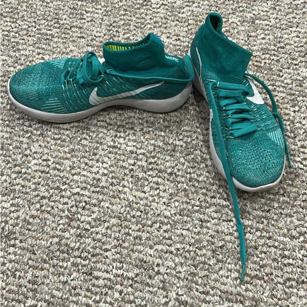 Nike Teal and White Lunarepic Sneakers